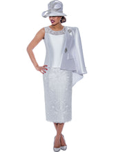 Ben Marc 2013. Three Piece Skirt Set. in Beautiful Lace and Twill Combination. Available in White color in Sizes 10-28