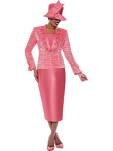 Ben Marc 2153. Three Piece Skirt Set in Beautiful Pleats and Twill Combination.  Available in Coral color in Sizes 8-24.