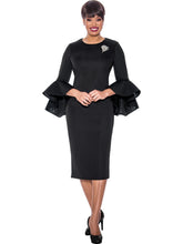 Dresses by Nubiano with flared sleeves and rhinestone brooch. Available in Black, Red or White in Sizes 8-18 and 16W-26W