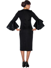 Dresses by Nubiano with flared sleeves and rhinestone brooch. Available in Black, Red or White in Sizes 8-18 and 16W-26W