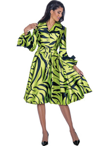 zebra print dress with rhinestone buttons and bubble hem.. Available in Lime/Navy in Sizes 8-18 and 16W-26W.