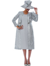 Divine Queen DQ2262. 2Pc Jacket and Dress Set in Ruffle Shoulder Duster Jacket with Jeweled Clasp Buckle.Available in Light Silver color in Sizes 8-18 and 16W-26W.