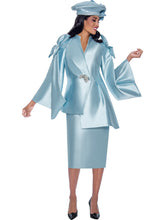 Fully lined skirt suit by GMI available in Blue, Pink in Sizes 8-18 and 16W-30W.