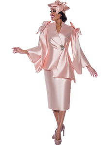 Fully lined skirt suit by GMI available in Blue, Pink in Sizes 8-18 and 16W-30W.