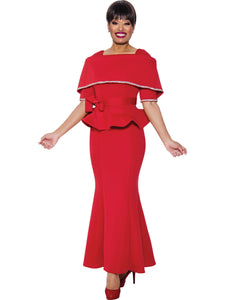 Elegant two piece stretch light scuba skirt set by Stellar Looks features peplum top with sash belt and portrait collar. Rhinestone trims. Available in Black or White in Missy Sizes 8-18